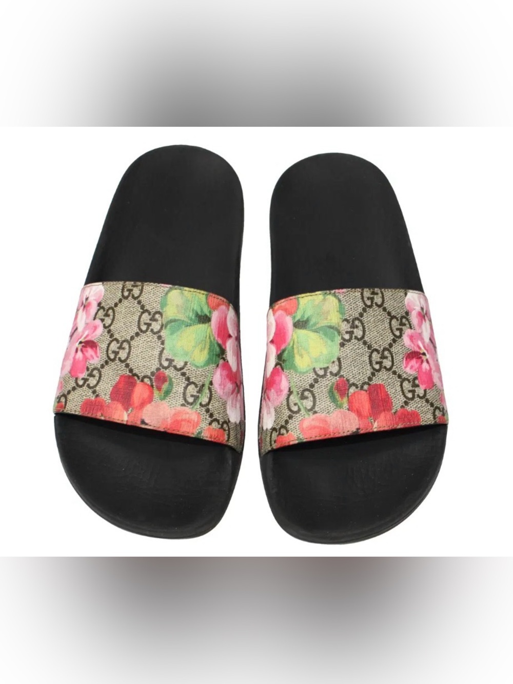 gucci floral slides